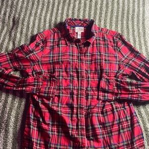 St. John’s bay Red Plaid flannel Button-Up Shirt size medium